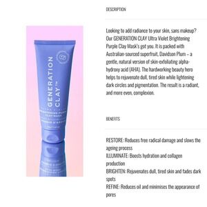 Generation Clay Brightening Ultra Violet Purple Clay Mask, 0.5 fl oz